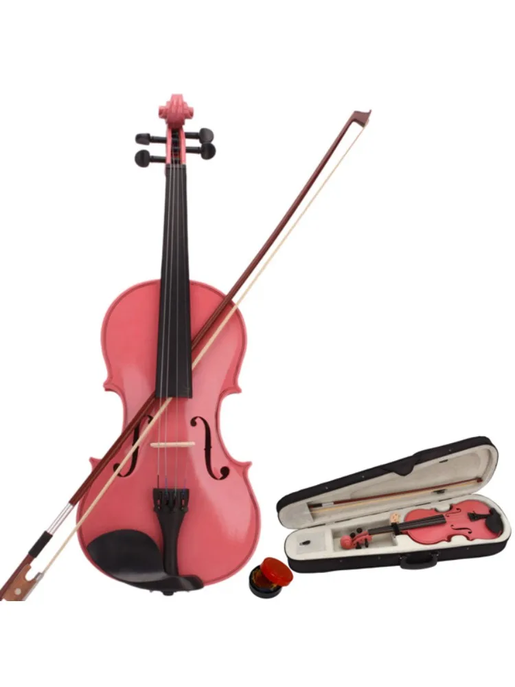 New 1/2 Acoustic Violin Case Bow Rosin Pink