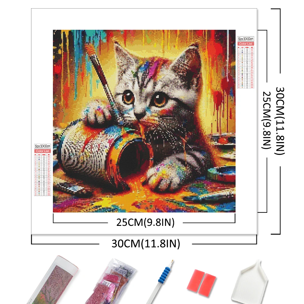 AZQSD 5D Diamond Painting Cat DIY Full Square Round Drill Diamond Embroidery Mosaic Animal Rhinestone Pictures Wall Art Decor