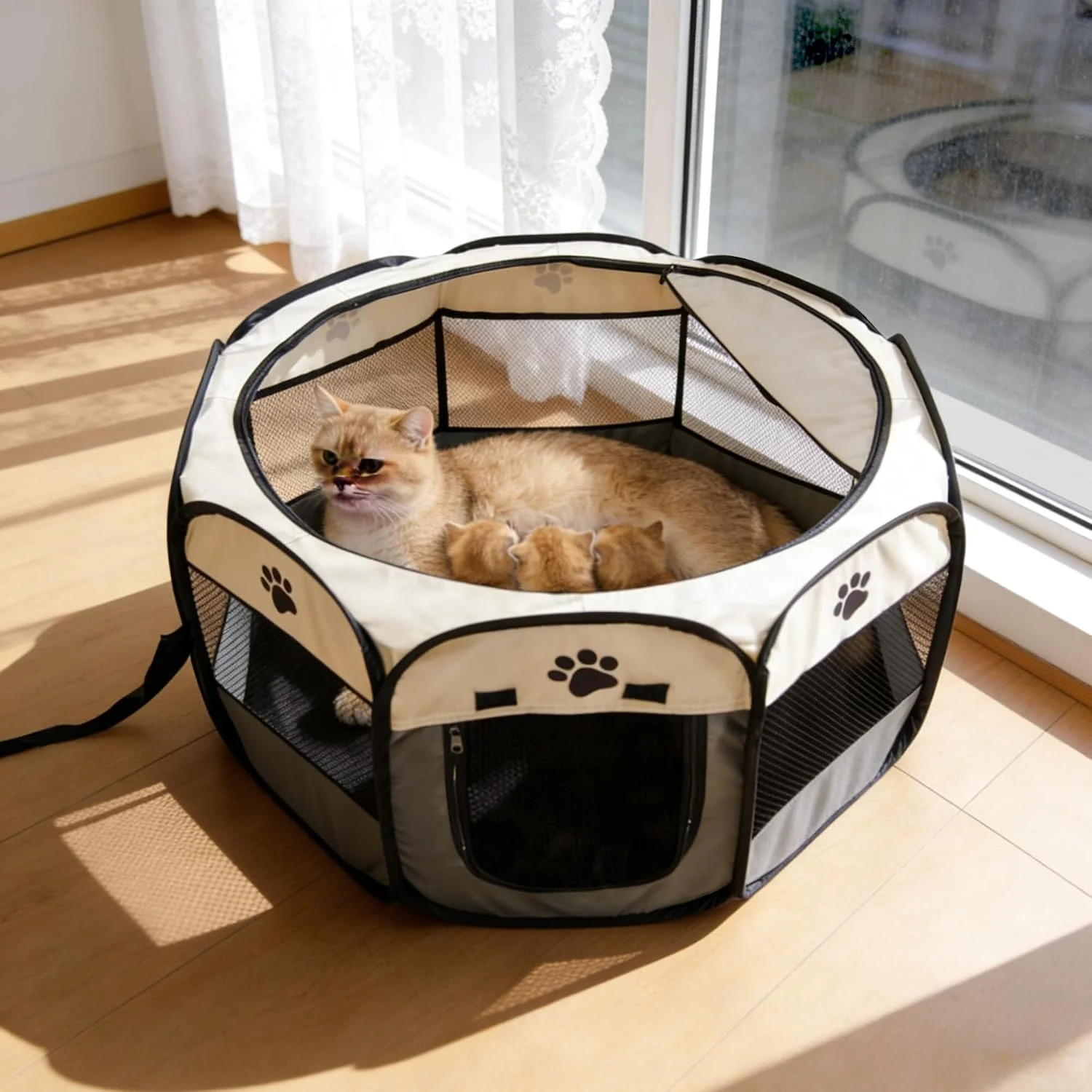 Octagonal Pet Tent Cat Maternity Room Waterproof Scratch‑Resistant Breathable Foldable Playpen Dog Bed For Pets