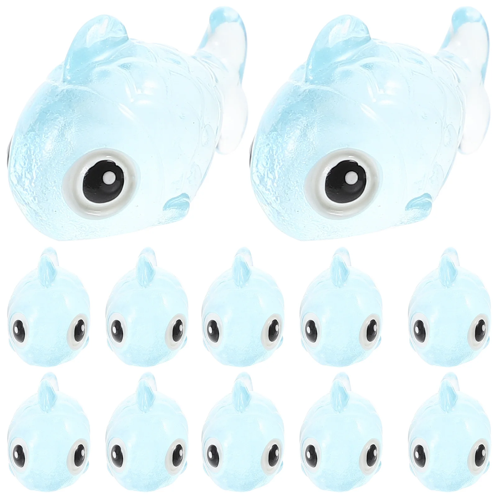 12 szt. Świecących w ciemności miniaturowych rybek z żywicy, ozdoby do mikrokrajobrazu, doniczek na sukulenty, dekoracji ogrodów mechowych, małe rybki