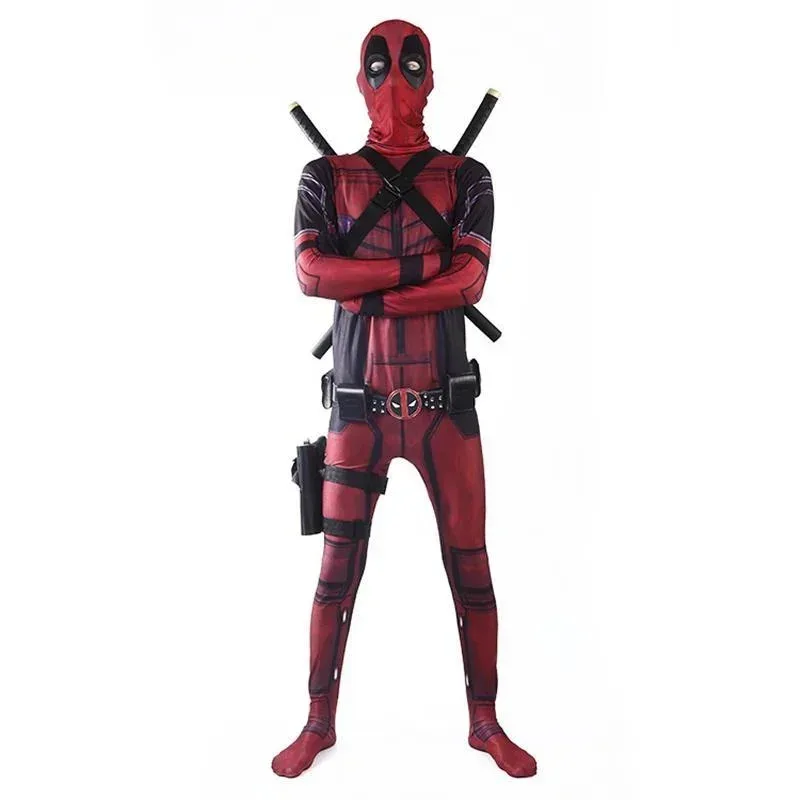

New 2025 Deadpool Costume Cosplay Kids Suit Anime Superhero Halloween Death Waiter Adult Service Leotard Accessorie eqs9X