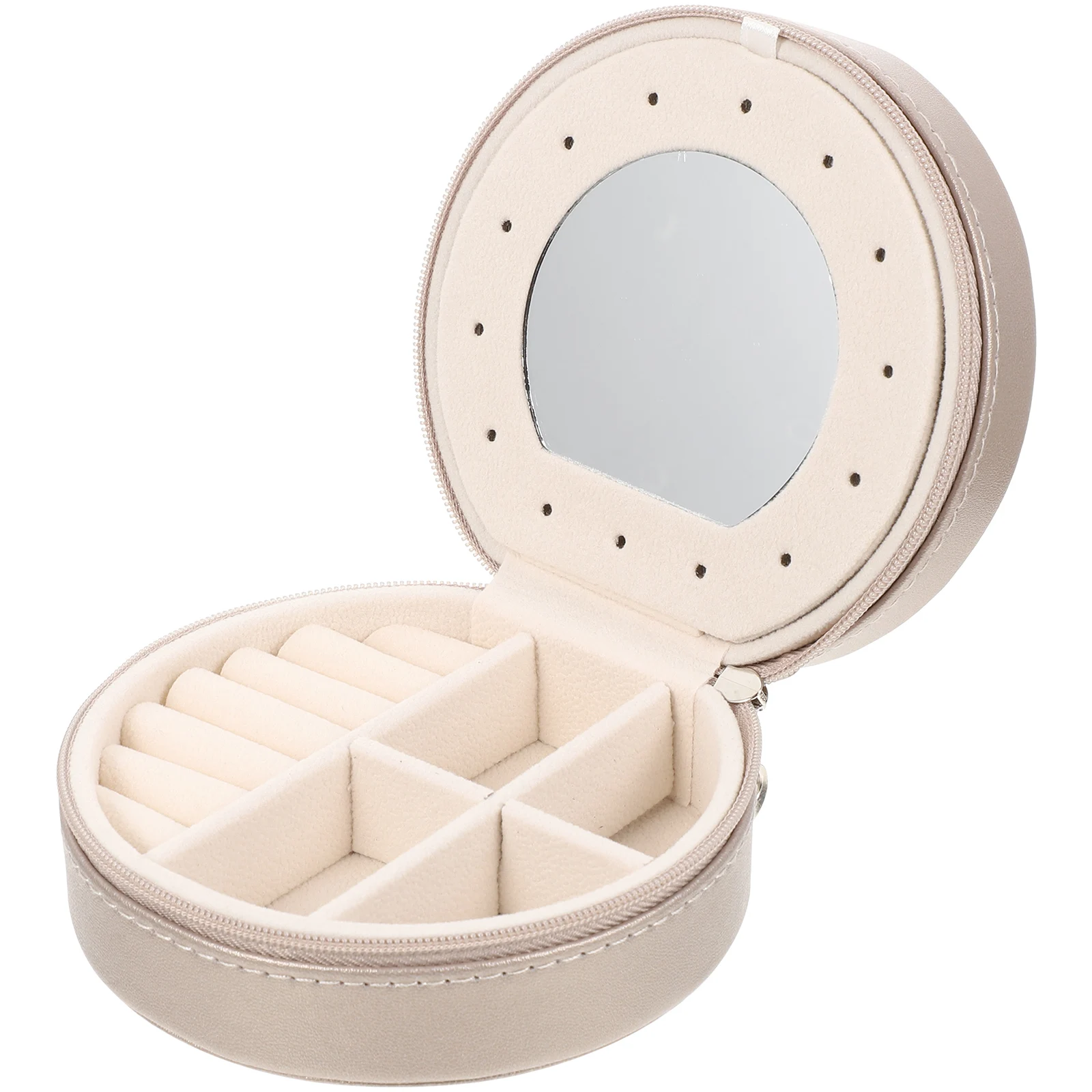 

Jewelry Box Portable Mini Velvet Jewelry Organizer Mirror Compact Travel Case Storage for Earrings
