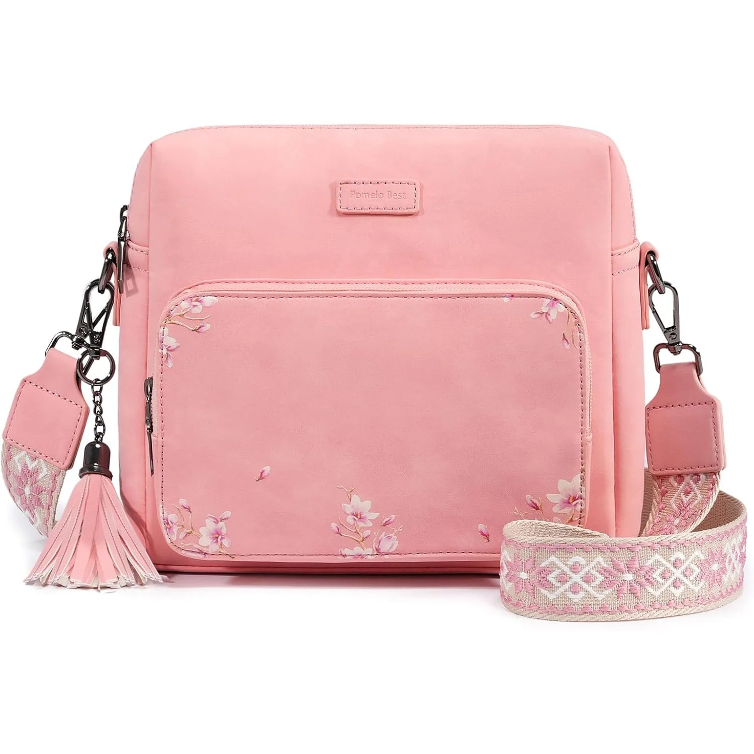 Bolso Bandolera Rosa de Gran Capacidad para Mujer, Bolso de Hombro Casual con Múltiples Bolsillos, Bolso de Mensajero para Viajes Diarios y Actividades al Aire Libre