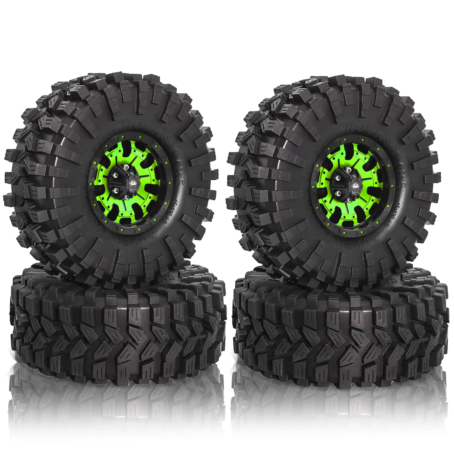 

RED SPIDER 4pcs 1.9 Wheel Hub And Tire Rubber Terrain Tyre Wheel Tires for 1/10 RC Crawler Car Traxxas D90 Axial SCX10 II III