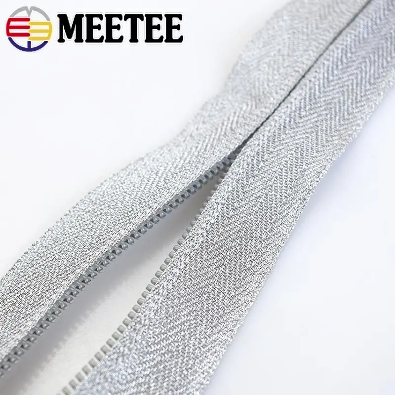 5/10Meters Gold Silver 3# 5# Nylon Zipper Tape for Sewing Bag DIY Zip Sport Coat Clothes Zippers Garment Repair Kit Accessories