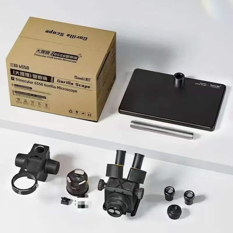 Qianli 6558 Gorilla Trinocular Microscope,6.5X-58X Zoom,Industrial Electron Microscope,For Mobile Phone Motherboard Repair