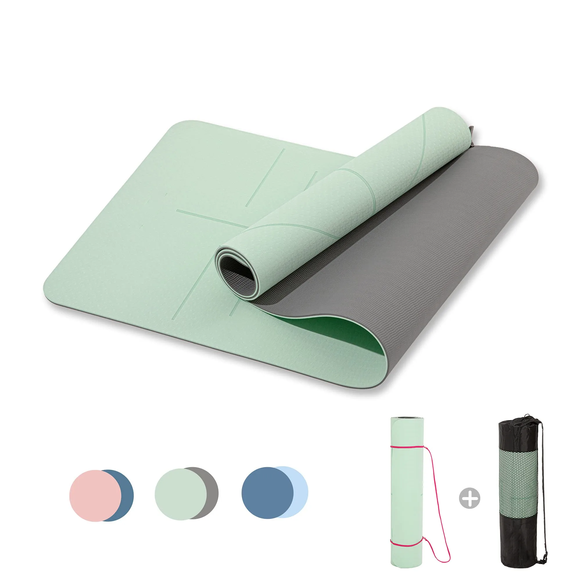 

Eco-Friendly TPE Yoga Mat With Strap 8mm-10mm Thickness Waterproof Feature Custom Logo Bag Included-for Workout and Exercise