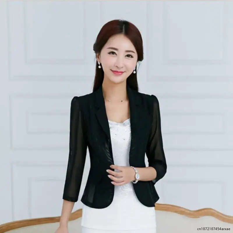 

Fashion Women's Blazers 2023 Summer Suits Women Blazer Three Quarter Short Slim Suits Female