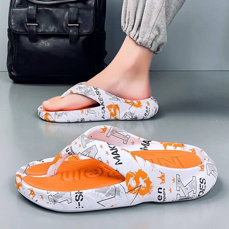 

Classic Style Men Flip Flops Slip Resistant Rubber Bottom Comfort Thong Sandals Breathable Casual Slippers For Summer Vacation