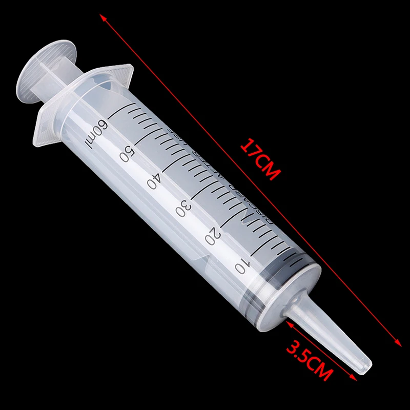 60ML plastic feeding syringe reusable pump with 80cm tube for lab medical tool