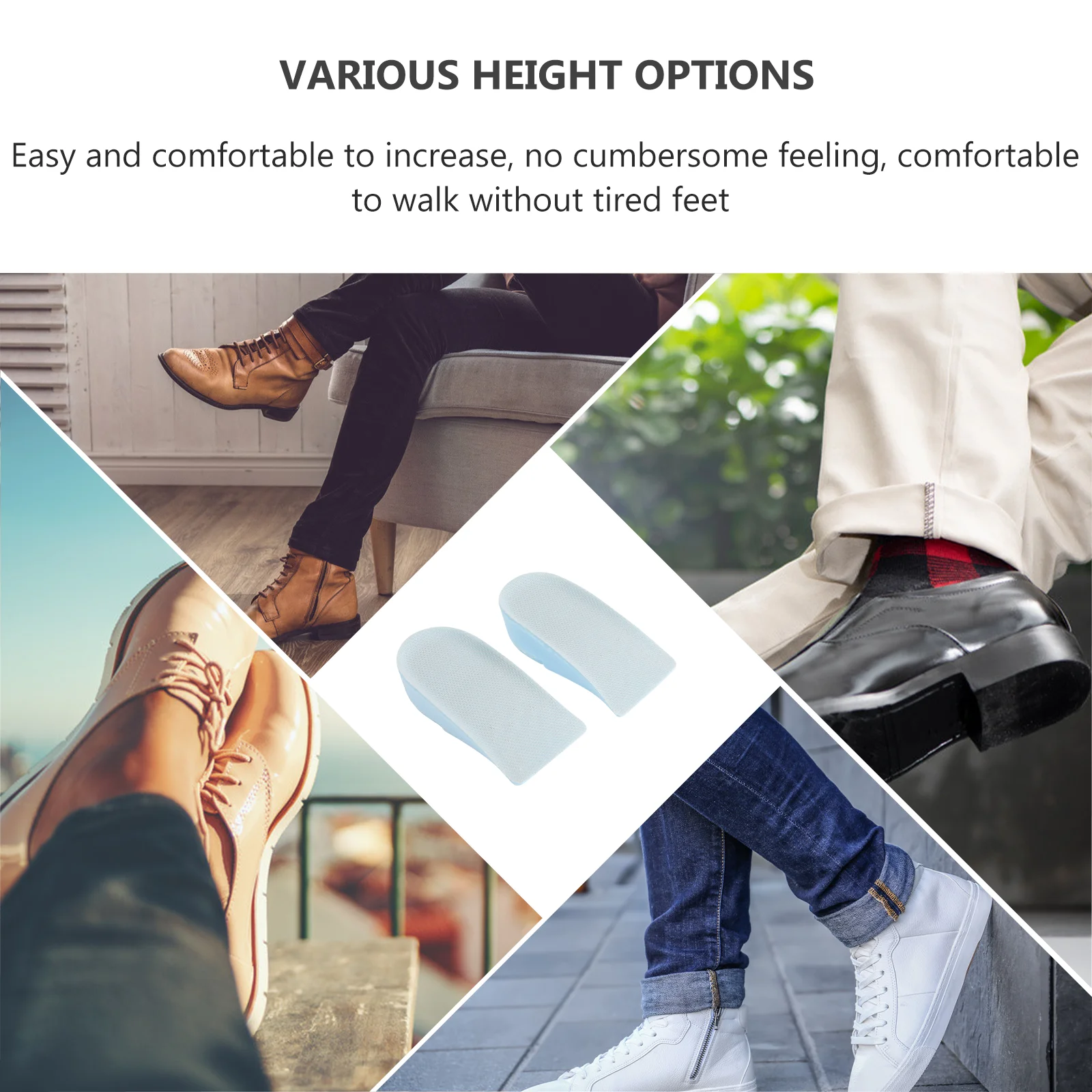 

Heightening Insoles Plantar Support Cushion Pads Invisible Heel Hidden Foot Protection Massage Heighten Reusable Adjustable