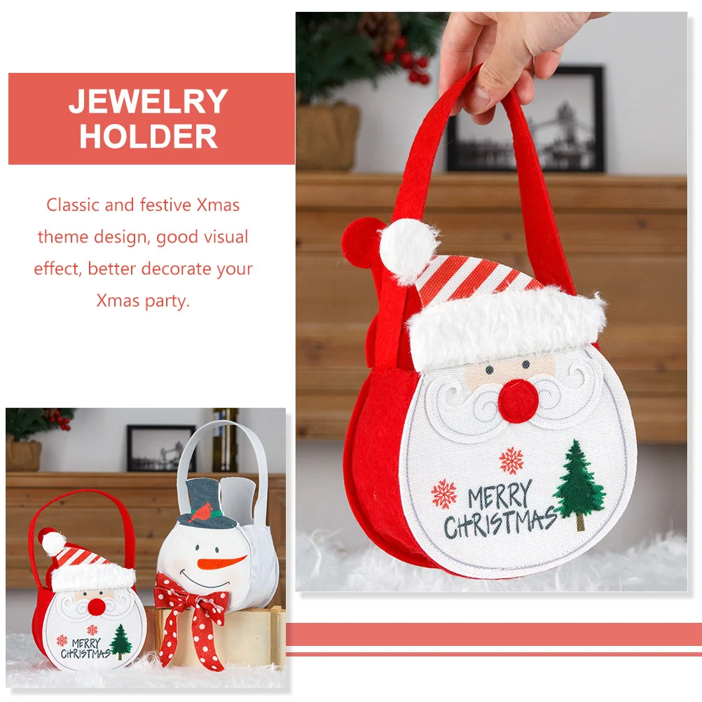

2Pcs Xmas Gift Bags Christmas Candy Storage Portable Reusable Gift Wrapping Bags Party Treat Holders Christmas Treat Bag