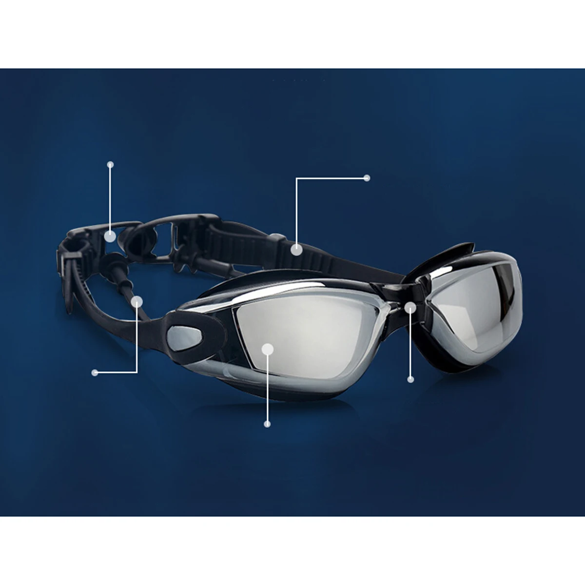 

Adult Swimming Goggles Anti Fog Uv Protection with Nose Clip Ear Plugs Clear Vision Unisex Comfortable Durable Lightweight