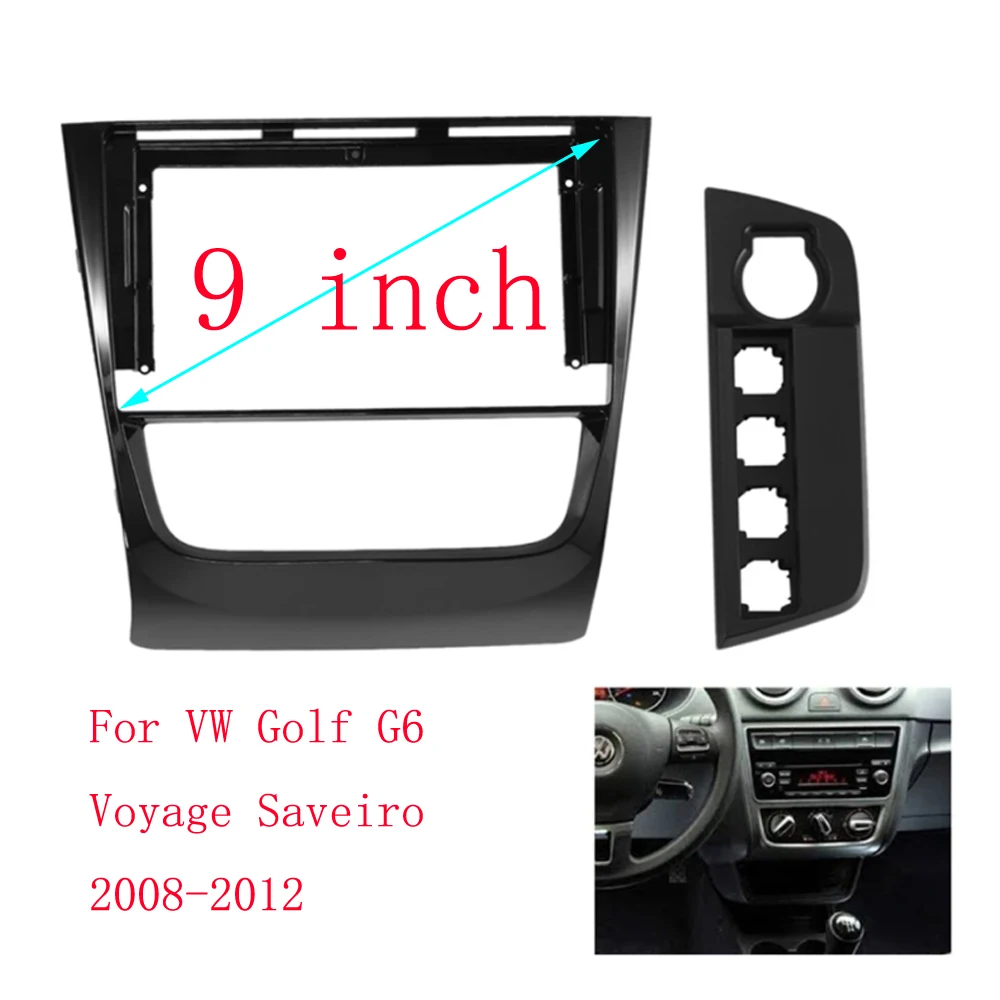 Fits 9 inch Car Fascia Trim Kit For VW Voyage Golf 6 Saveiro 2008-2012 Audio Fitting Dash Panel Fascias Double Din Car Dvd Frame