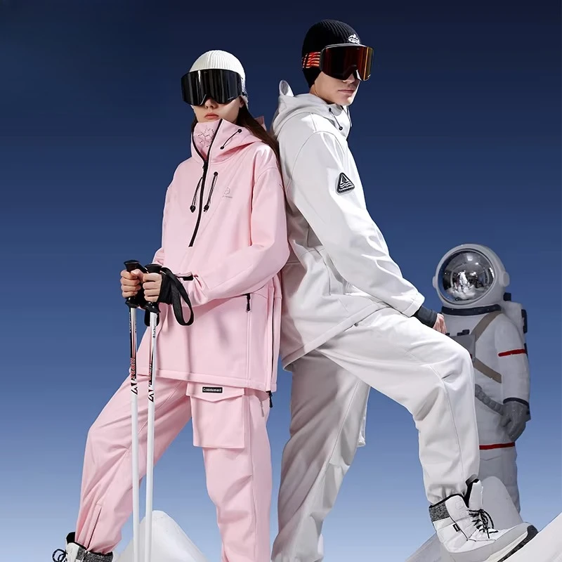HXF03 2026 Factory 2 Piece Ski Suit Warm Jacket Windproof Waterproof Snow Suit Overall Ski Speed Suit for Adult
