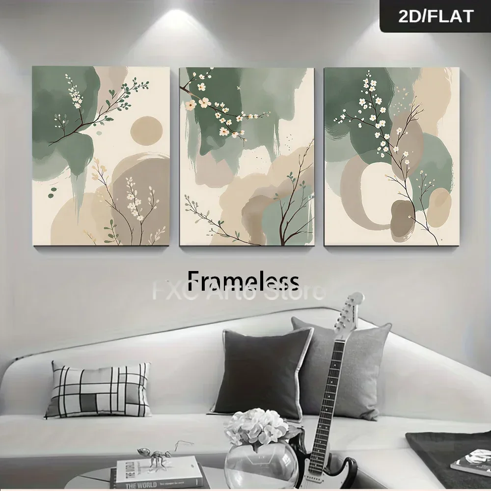 3PCS frameless Multiple sizes   Canvas Painting1 Set Modern Min triptych  Wall Art for Living Room Sofa Backdrop, Healing