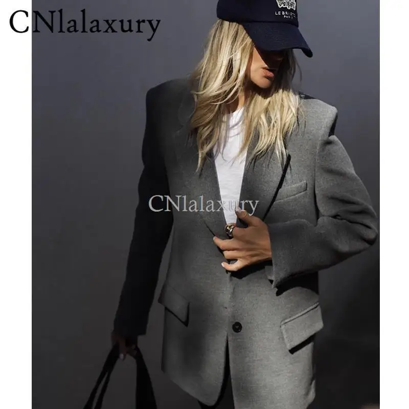 Cnlalaxury 2024 Herbst Winter weiblich neuer Wollstoff Blazer Advanced Sense Temperament Pendeln Freizeit Langarm Oberbekleidung