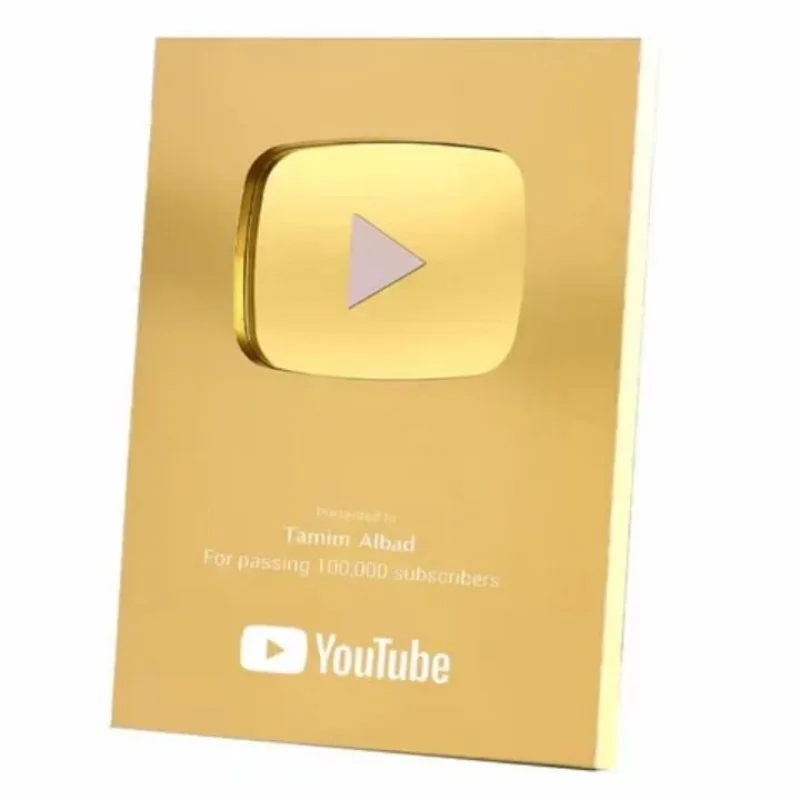 YouTube Play Button Prata Ouro Medalha YouTube Decoração de Parede Internet Celebridade