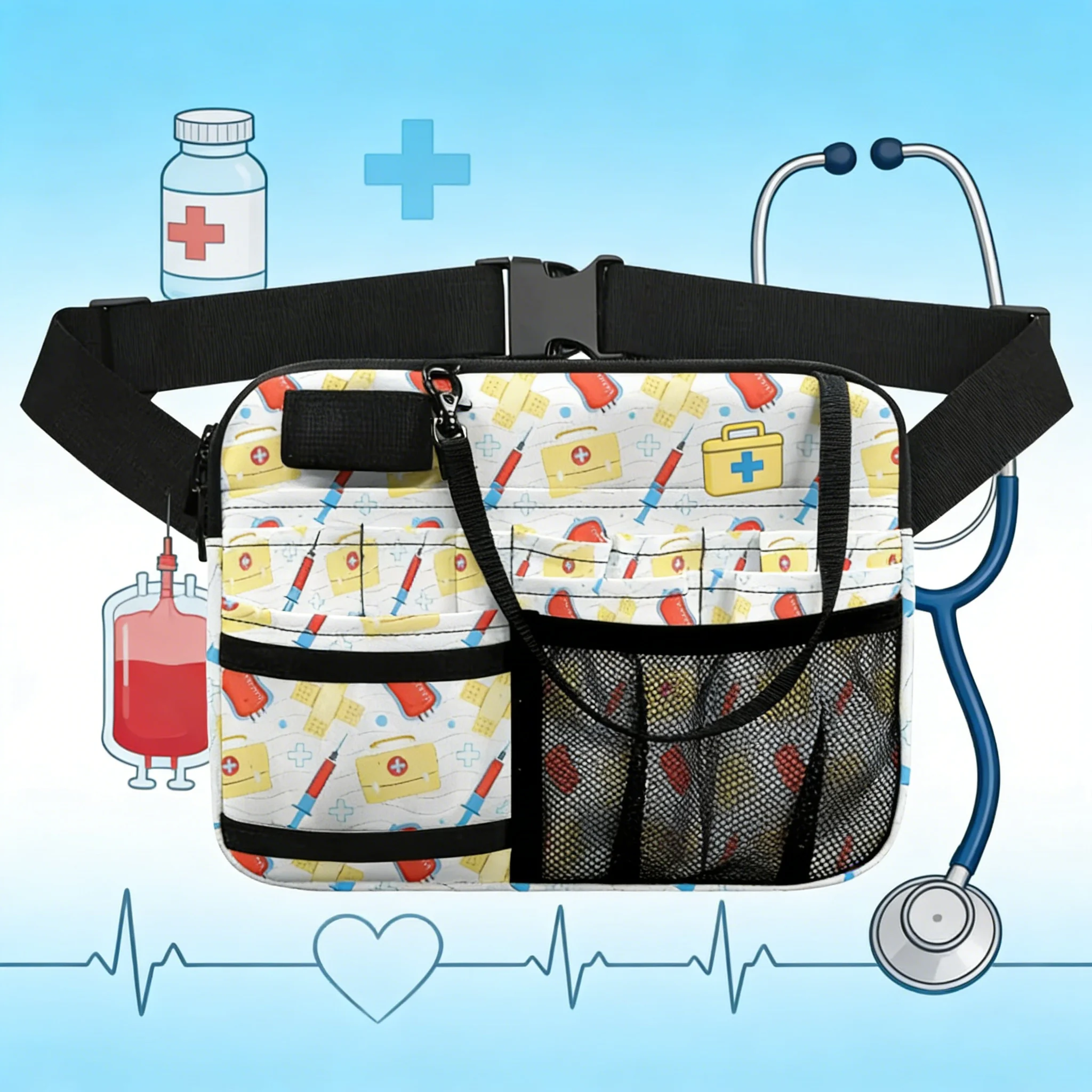 

Healthcare Worker Waist Bag, Nurse Themed Fanny Pack, Portable Tool Pouch for Work