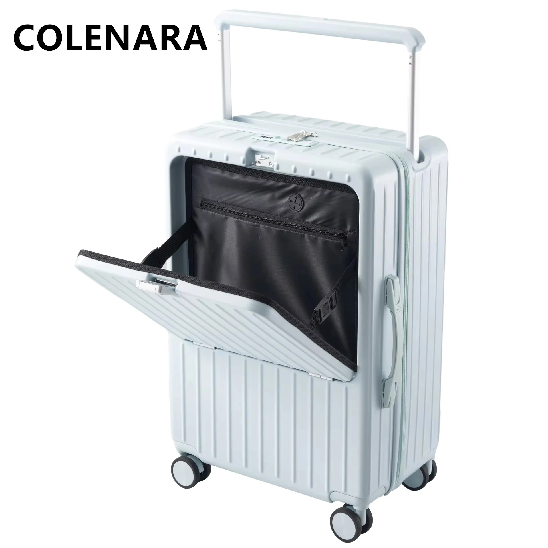 COLENARA Cabin Suitcase Front Opening Laptop Boarding Case USB Charging Trolley Case 20