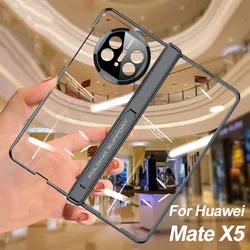 Magnetic Hinge Holder Plating Clear Case for Huawei Mate X3 Front Screen Glass All-included Stand Cover for Huawei Mate X5 Case