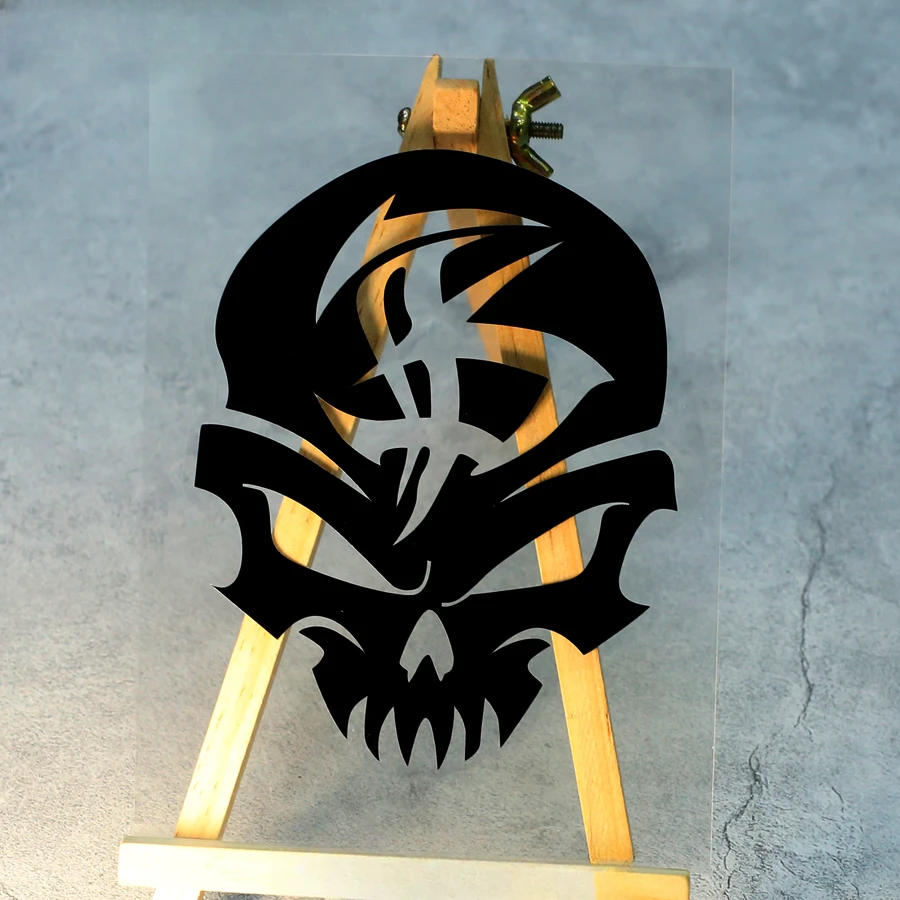 قطعة واحدة من ملصقات نمط الجمجمة الصفراء المقاومة للماء من الفينيل لديكور السيارة والدراجات النارية