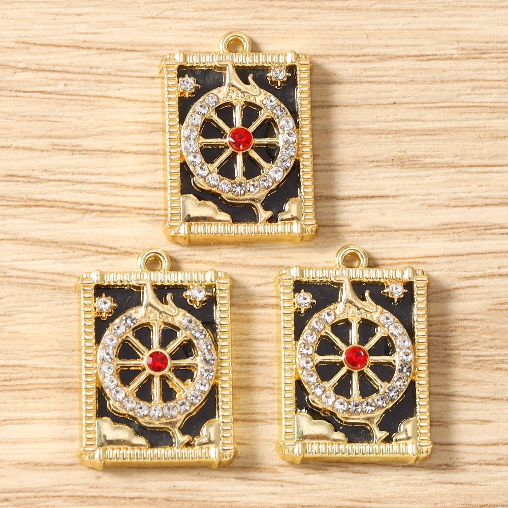 Tusember 5 Stück vergoldete Tarot-Stern-Mond-Böses-Auge-Hamsa-Hand-Anhänger Talisman-Charms für DIY-Schmuckherstellung, Halsketten, Ohrringe – Detail 11