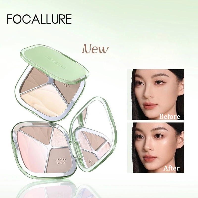 FOCALLURE 4-цветная пудра-хайлайтер для контуринга и румяна для лица, осветляющая и моделирующая, стойкий макияж