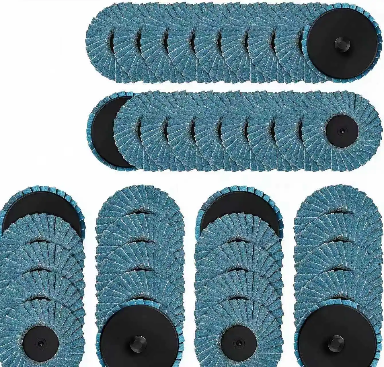 Disco de Lixa Flap de Troca Rápida de 2 Polegadas, Grãos 40/60/80/120, Disco de Lixa Flap Roll Lock com Suporte de Haste de 1/4 de Polegada, Alumina de Zircônia Plana
