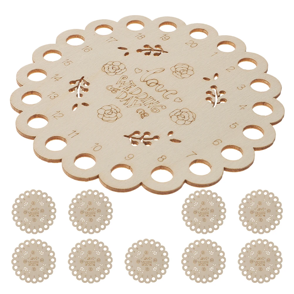 

10Pcs Cross Stitch Thread Organizer Wooden Round 10Cm Portable Embroidery Yarn Storage Plate 20-Holes Thread Holder Coaster