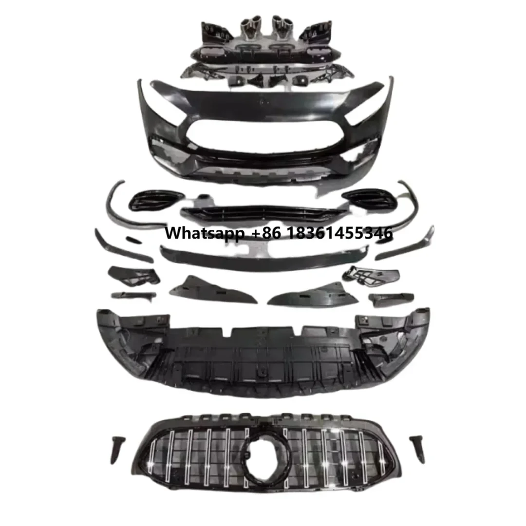 

For A-class A180 A200 2021 upgrade to A35 A45 A45S Front bumper Rear lip Tail wing Grille Car Accessories Body kit