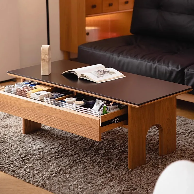coffee table household solid wood rock slab tea table rectangular cherry wood living room dining table simple small coff