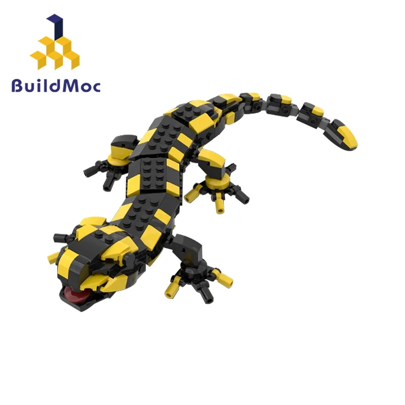 MOC-97315 Idea Animal Fire Salamander Building Blocks Set A Popular Reptile Pink Minecrafted Bricks Toys For Kids Birthday Gifts