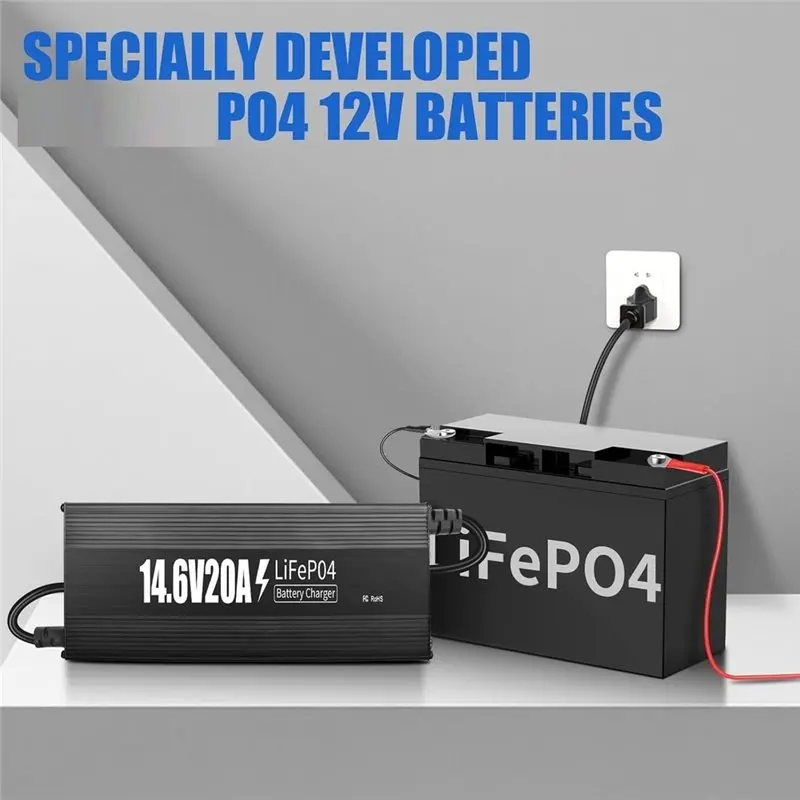 Reliable-12V 20A 14.6V Lifepo4 Charger, Alum Housing, 0V Act US Plug,12V 20A 14.6V Lifepo4 Charger, Alum Housing, 0V Act US