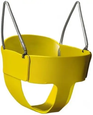 Columpio de cubo completo para niños pequeños, cubo amarillo, cadenas recubiertas de plástico de 60 ", capacidad de 50 lb, 04-0008-Y/Y