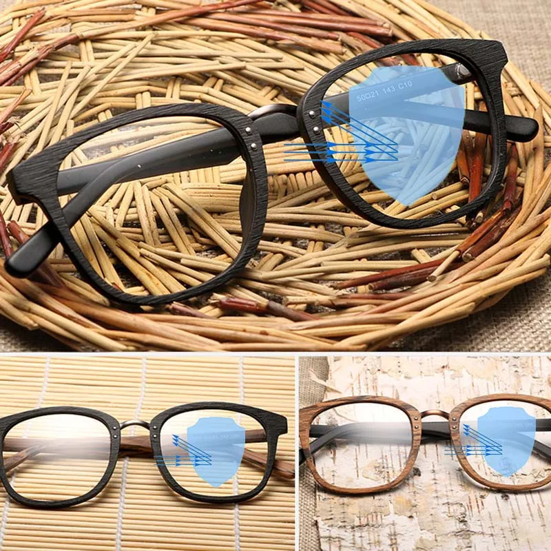 New Fashion Men Women Anti Blue Light Reading Glasses Wooden Computer Glasses Handmade Wood Grain Frame Presbyopic Glasses 125