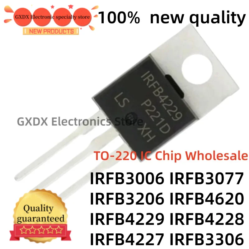 10-20Uds 100% nuevo IRFB4229 IRFB4620 IRFB3006 IRFB3077 IRFB3206 IRFB3306 IRFB4227 IRFB4228 TO-220 IC Chip in Stock Wholesale