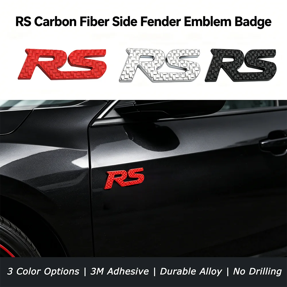 Emblema Lateral para Auto, Adhesivo con Patrón de Fibra de Carbono, Insignia para Maletero con Logotipo RS para Honda HRV, CRV, Beat, Jazz, Accord, Vision, Odyssey, Insight