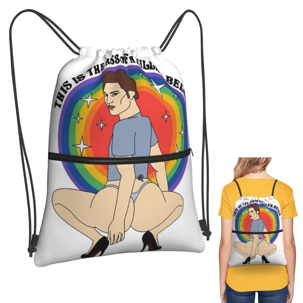 This Is The Ass Of A Killer Bella Funny Robert Pattinson Mem Backpacks Casual Drawstring Bags Sports Bag Book Bags Travel School