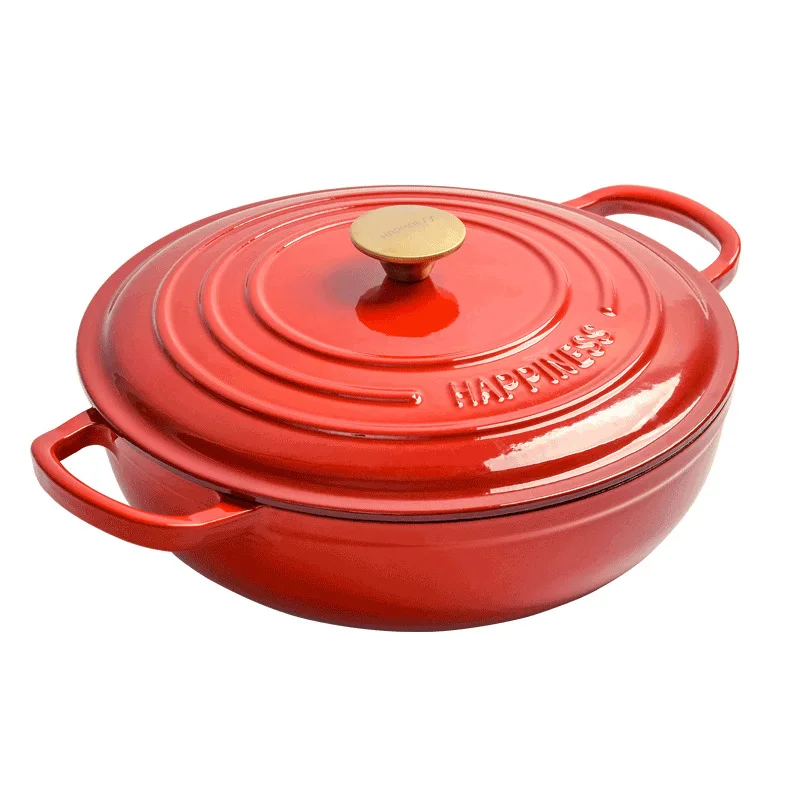 30cm Enameled Cast Iron Dutch Oven with Loop Handle 5L Saucepan Heavy Soup Pot Casserole Dish Kitchen Utensil Enamel Braised Pot
