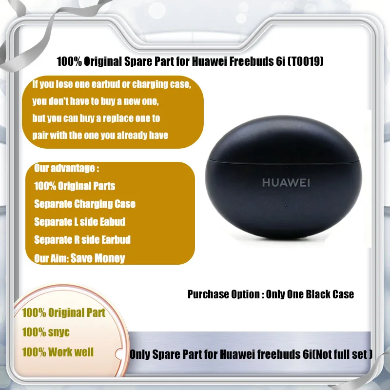 100% Original Part Replacement For Huawei FreeBuds 6i (T0019) Headphone Single Left Right Or Charging Case Part Not Full Set
