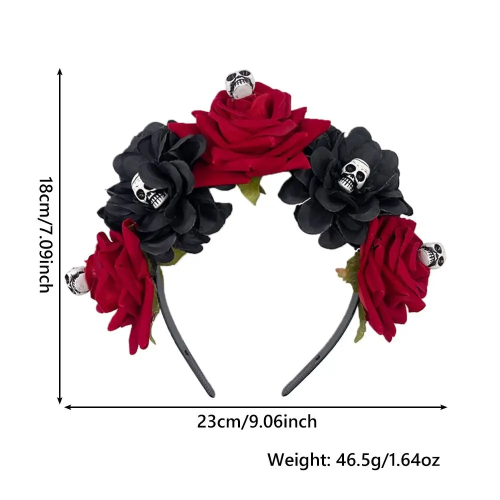 Fashion Mexican Rose Flower Crown Headband Party Costume Photo Props Day of The Dead Headpiece Boho Halloween Headwear for Women