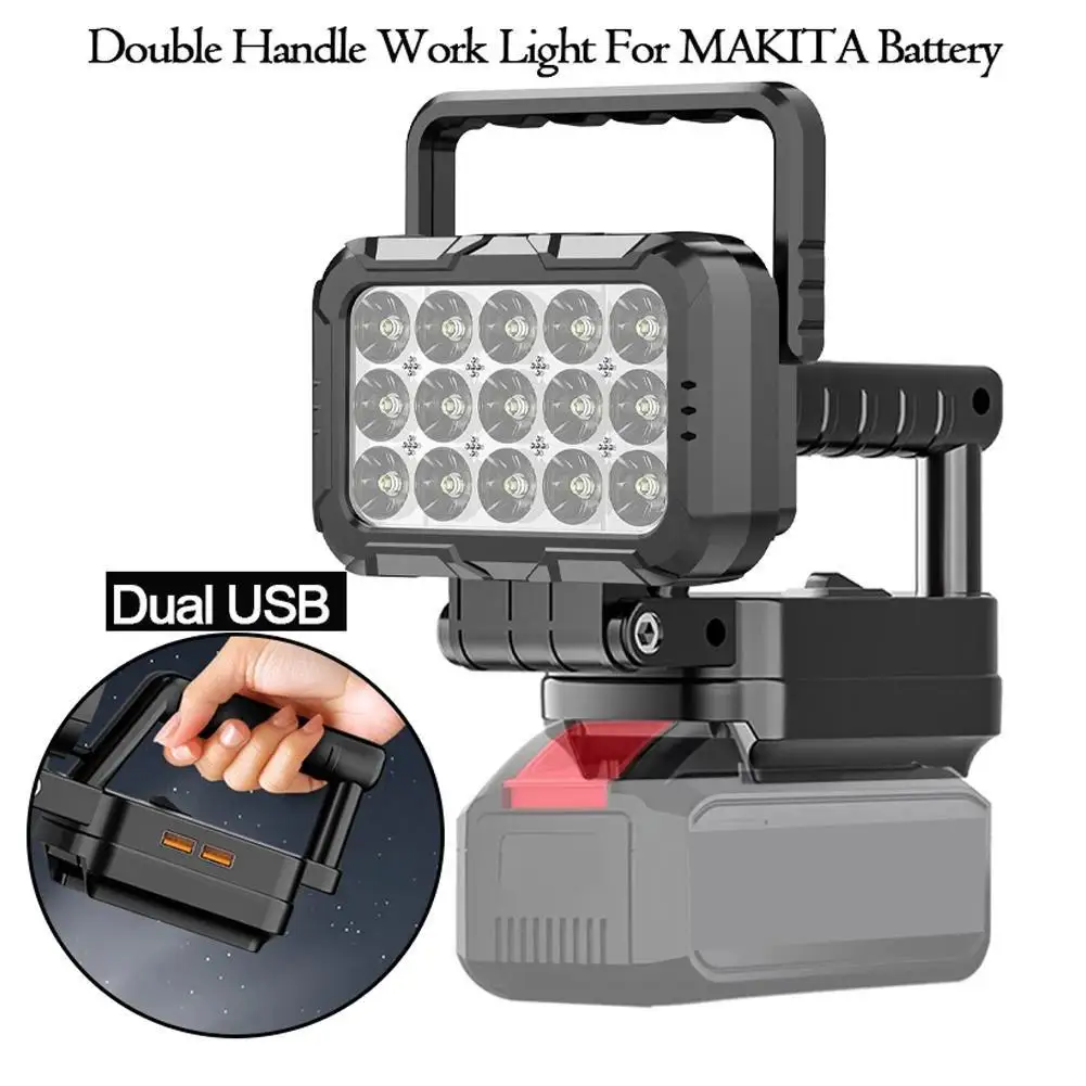 

36W Work Light 14.4-20V For LED Battery Flashlight Portable LED Spotlight Floodlight With Dual USB Charging Port P9K5