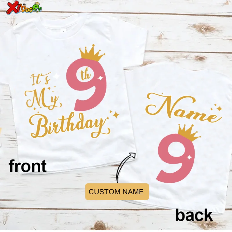 

Girls Crown Shirt Royalty Shirt Birthday T-shirt Birthday Party Shirt Girl Shirt Custom Name Shirt Toddler Baby One Kids TShirts