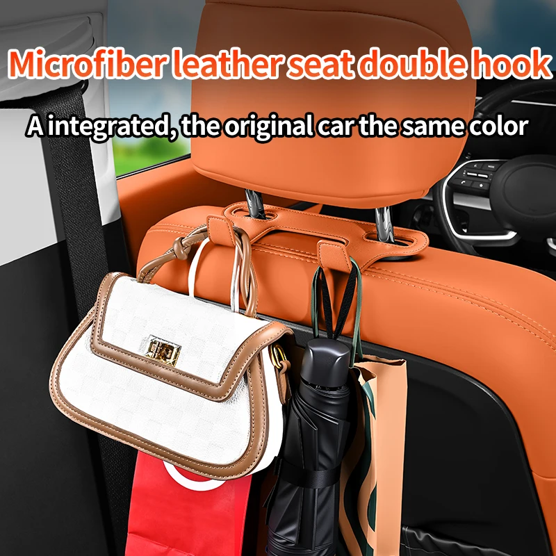 Car Car Headrest Double Hook Leather Texture Hanger Multifunctional Back Seat Storage Holder For Handbag Umbrella Grocery Bag - Aliexpress Deal