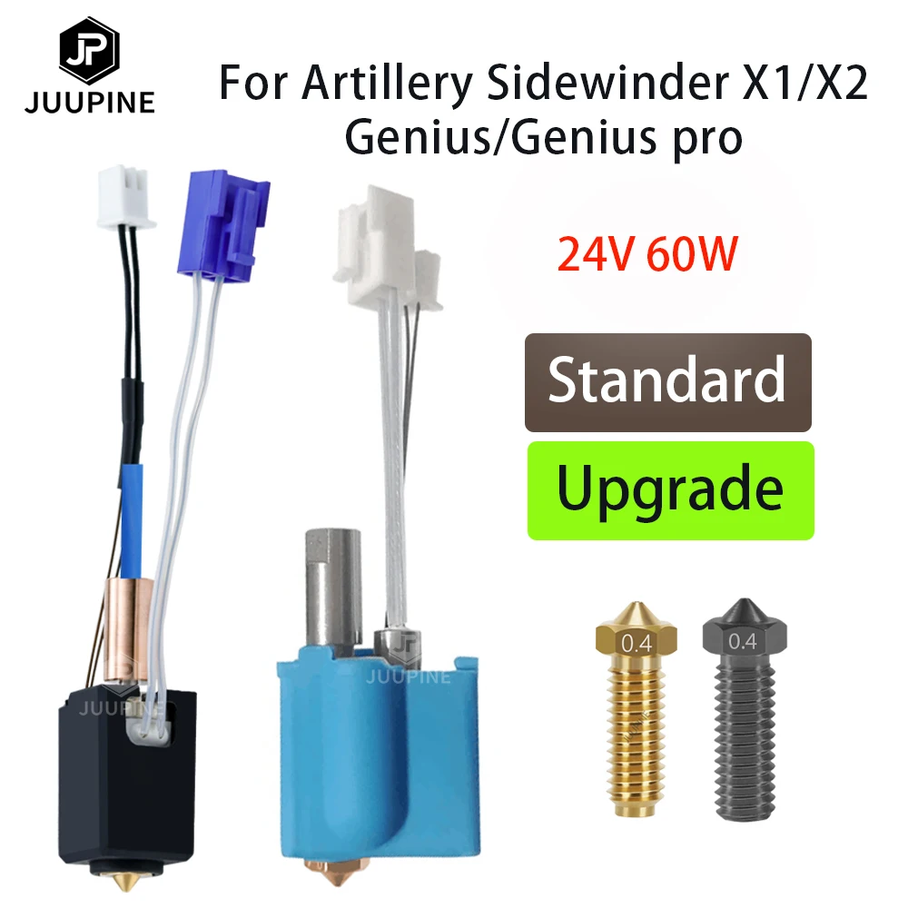 For Artillery Sidewinder X1/X2 Genius Kit Hotend NTC100K Thermistor Heat Tube Heat Block Throat Volcano Nozzle 3D Printer Parts