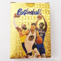 55Pcs Basketball Gold Card Curry/James English Messi World Football Stars Gold Leaf Card Limited Signature Collection Cards