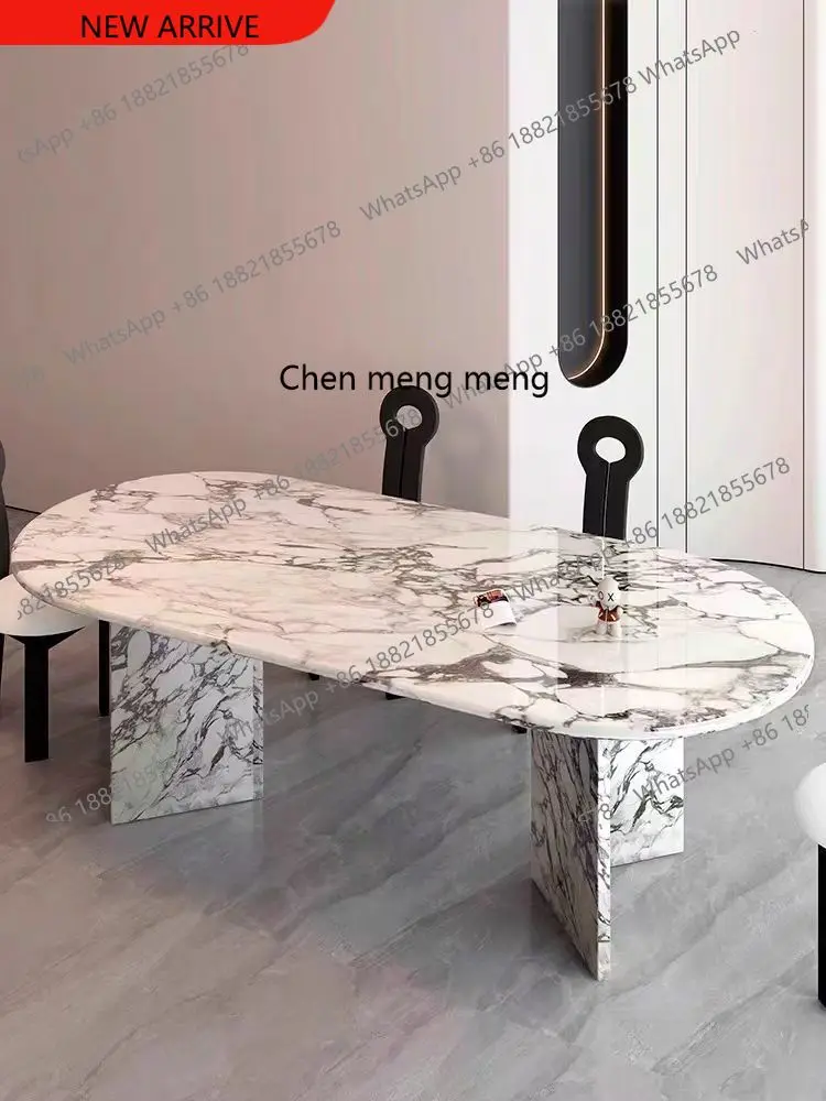 

d178 Luxury Living Room Dining Table Kitchen Party Oval Marble Dining Table Salon Modern Nordic Mesas De Comedor Furniture Home