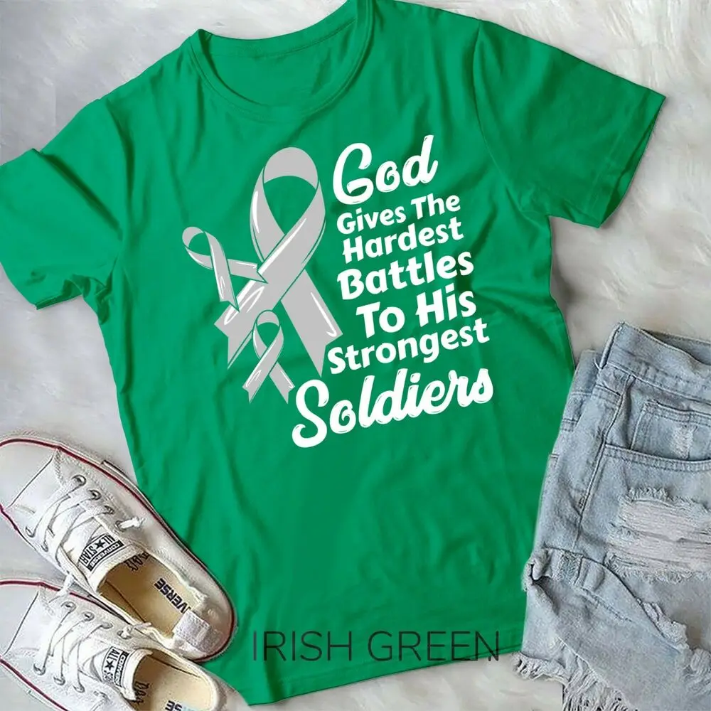 Brain Cancer Awareness Ribbon Fight Chemo Faith Soldiers God Unisex T-shirt