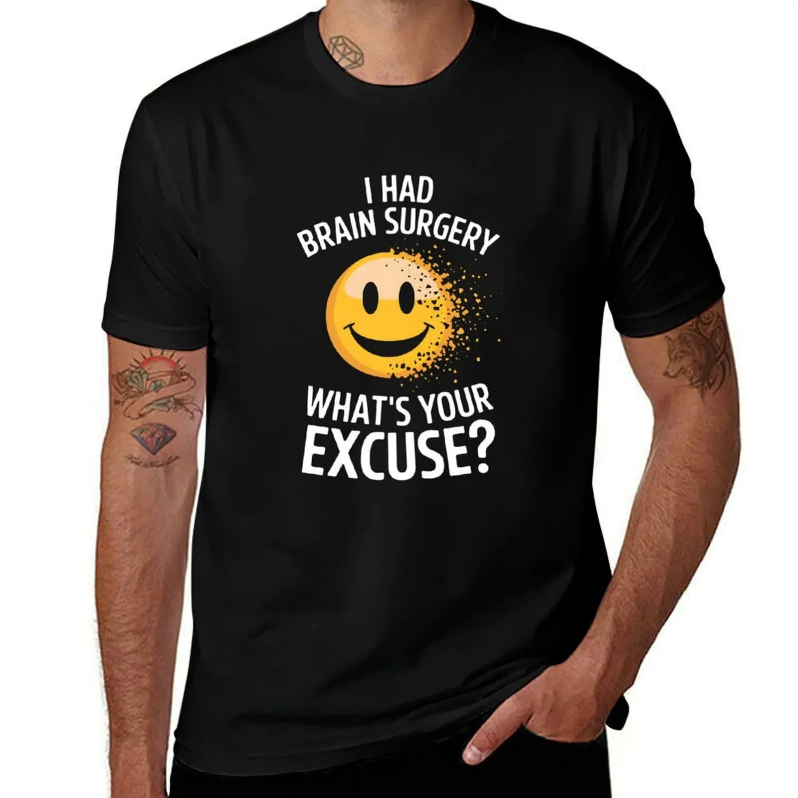 

I Had Brain Surgery What's Your Excuse - Brain Tumor Awarene T-Shirt blacks T-shirts man clothes for men